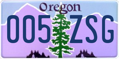 OR license plate 005ZSG