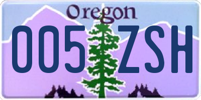 OR license plate 005ZSH