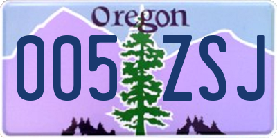 OR license plate 005ZSJ