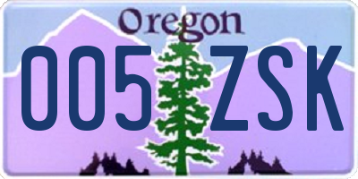 OR license plate 005ZSK