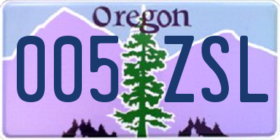 OR license plate 005ZSL