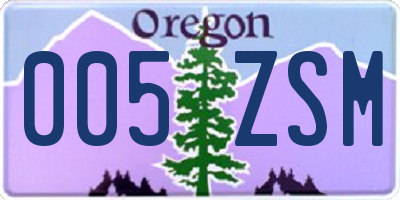 OR license plate 005ZSM