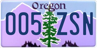 OR license plate 005ZSN