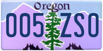 OR license plate 005ZSO