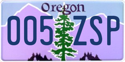 OR license plate 005ZSP