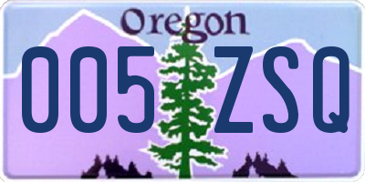 OR license plate 005ZSQ