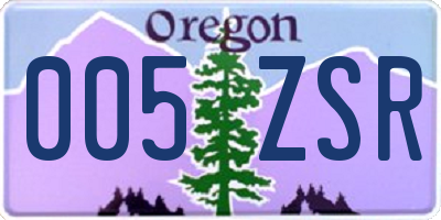 OR license plate 005ZSR
