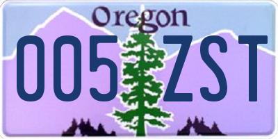 OR license plate 005ZST