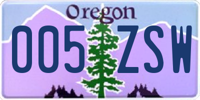OR license plate 005ZSW