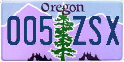 OR license plate 005ZSX