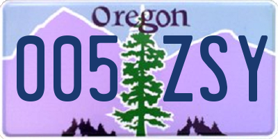 OR license plate 005ZSY