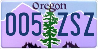 OR license plate 005ZSZ