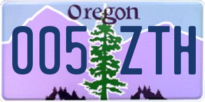 OR license plate 005ZTH