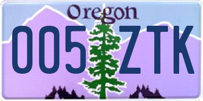 OR license plate 005ZTK