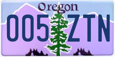 OR license plate 005ZTN