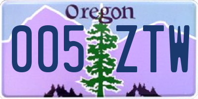OR license plate 005ZTW