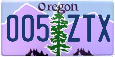 OR license plate 005ZTX