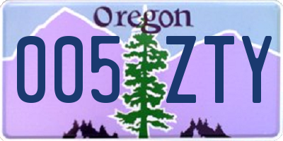 OR license plate 005ZTY