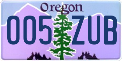 OR license plate 005ZUB