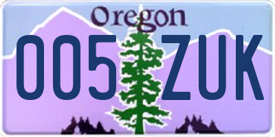 OR license plate 005ZUK