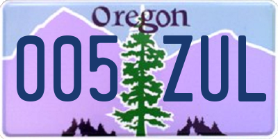 OR license plate 005ZUL