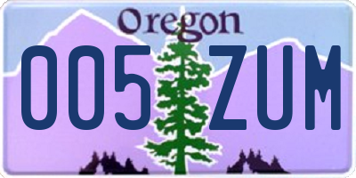 OR license plate 005ZUM