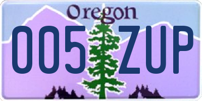 OR license plate 005ZUP