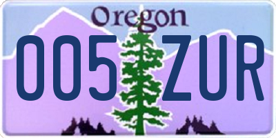 OR license plate 005ZUR