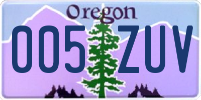 OR license plate 005ZUV