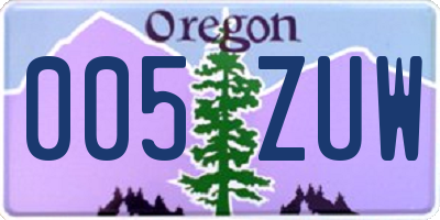 OR license plate 005ZUW