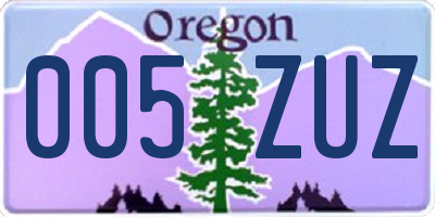 OR license plate 005ZUZ