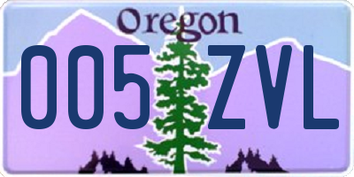 OR license plate 005ZVL