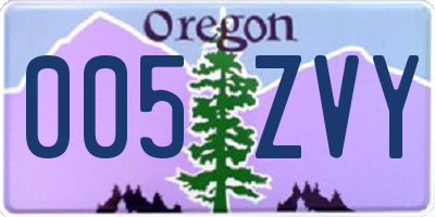 OR license plate 005ZVY