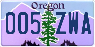 OR license plate 005ZWA