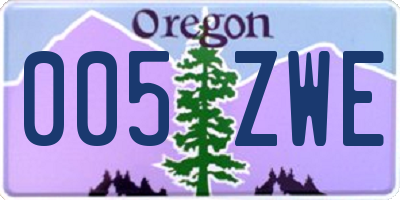 OR license plate 005ZWE