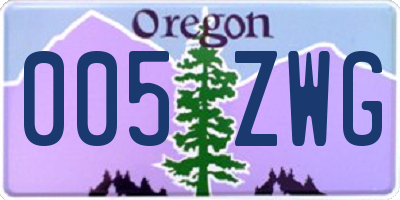 OR license plate 005ZWG