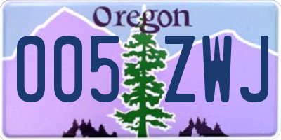 OR license plate 005ZWJ