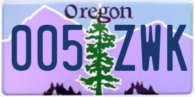 OR license plate 005ZWK