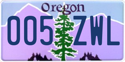 OR license plate 005ZWL