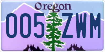 OR license plate 005ZWM