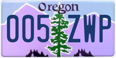 OR license plate 005ZWP