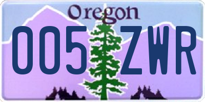 OR license plate 005ZWR
