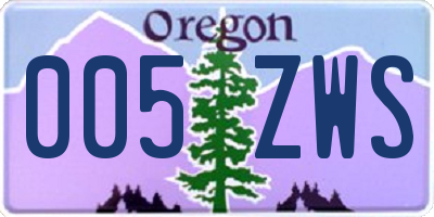 OR license plate 005ZWS