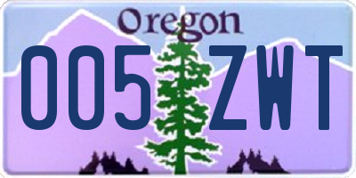 OR license plate 005ZWT