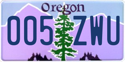 OR license plate 005ZWU