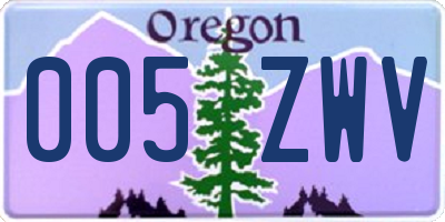 OR license plate 005ZWV