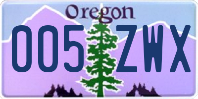 OR license plate 005ZWX