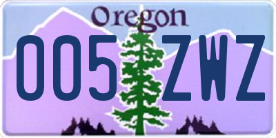 OR license plate 005ZWZ