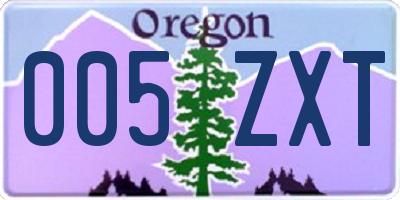 OR license plate 005ZXT