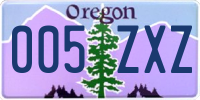OR license plate 005ZXZ